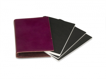 A6 3er cuir lisse violet avec 3 carnets de notes (L110)
