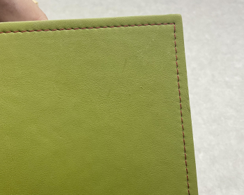 A5 3er Notizbuch glattes Leder apfelgrün, ElastiXs grün/rot, Notizenmix