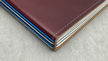 A5 4er cuir lisse, rouge bordeaux, ElastiXs bleu et gris, mix