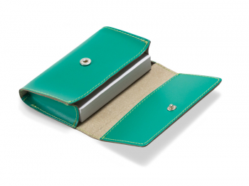 Card Holder Lefa turquoise, green stitching