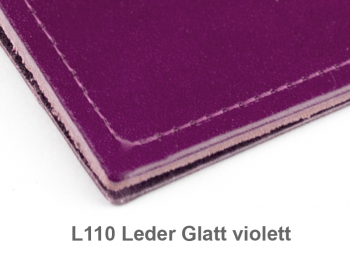 A5+ Quer 2er Leder glatt violett mit Notizenmix