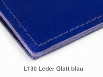 A5+ Quer 2er Leder glatt blau mit Notizenmix