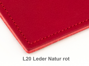 A5+ Quer 2er Leder natur rot mit Notizenmix