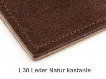 A5 1er cookbook leather nature chestnut, 1 inlay (L30)