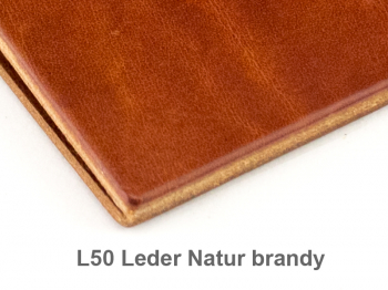 A4+ 2er cahier de projet cuir ferme brandy avec deux carnets de notes, une double pochette et un relieur à lamelles (L50)