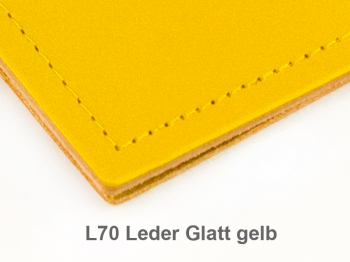 A5+ Quer 2er Leder glatt gelb mit Notizenmix