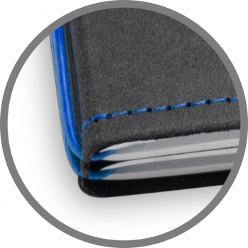 A6 2er Notizbuch Texon schwarz / blau mit Notizenmix und Doppeltasche