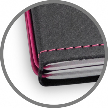 A6 2er notebook Texon black / magenta, 2 inlays (L210)