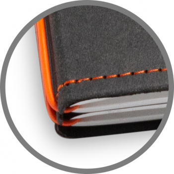 A5+ Panorama Couverture pour 2 carnets, Texon noir/orange, ElastiXs inclus (L210)