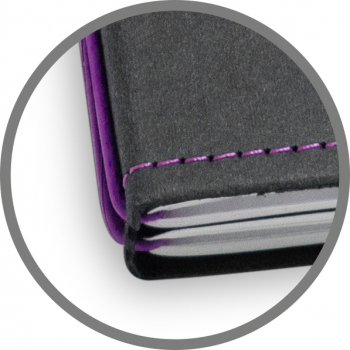 A5+ Panorama Couverture pour 2 carnets, Texon noir/violet, ElastiXs inclus (L210)