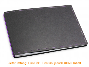 A5+ Landscape Cover for 2 inlays, Texon black/purple incl. ElastiXs (L210)