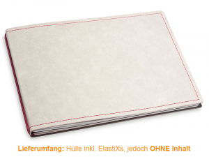 A5+ Quer Hülle 2er Texon stone/rot inkl. ElastiXs
