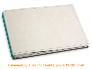 A5+ Panorama Couverture pour 3 carnets, Texon stone/turquoise, ElastiXs inclus (L200)