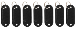 Schlüsseletikett Leder schwarz, 7er Pack