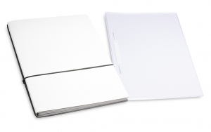A4+ 2er Projektmappe Lefa beschichtet weiß mit 2 x Notizen, Doppeltasche und Schnellhefter