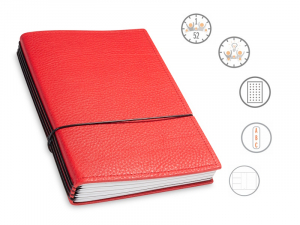 A5 Leder Natur rot XL Familienplaner Komplettpaket 2024-2025