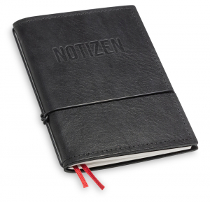 "NOTIZEN" A6 1er leather nature black, 1 inlay (L40)
