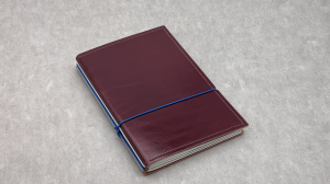 A5 3er cuir lisse, rouge bordeaux, ElastiXs gris/bleu, mix