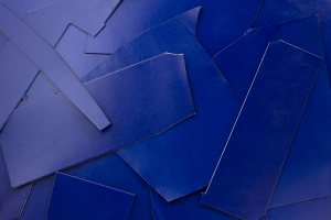 Leather scraps - smooth leather satin-gloss blue