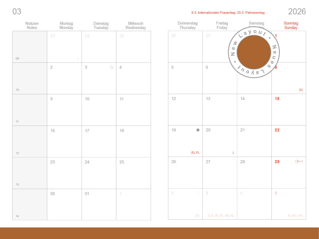 A6 Monthly Calendar bloc 2026