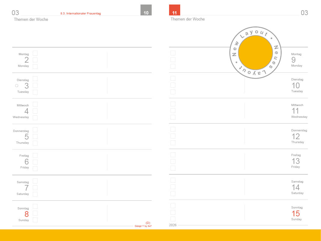 A7 Weekly Calendar "kompakt" 2026