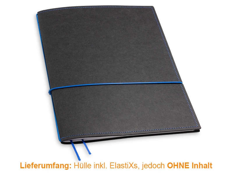 A4+ Cover for 1 inlay, Texon black/blue incl. ElastiXs (L210)