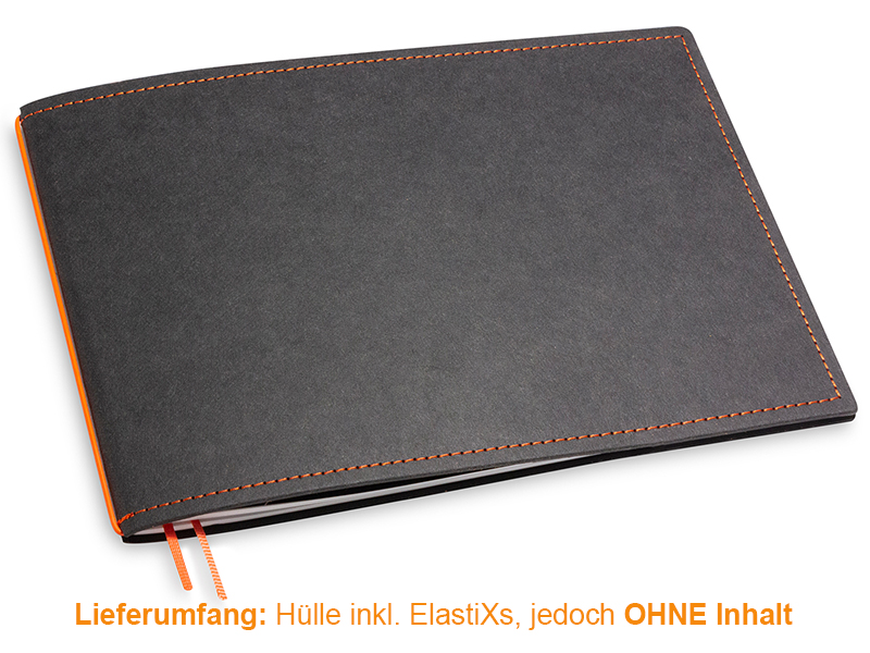 A5+ Quer Hülle 1er Texon schwarz/orange inkl. ElastiX
