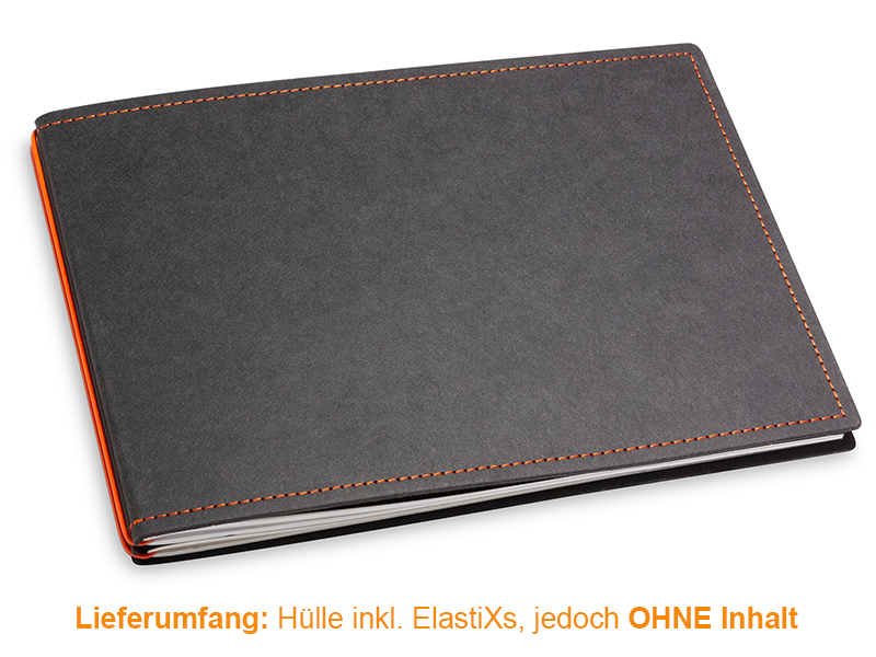 A5+ Quer Hülle 2er Texon schwarz/orange inkl. ElastiXs