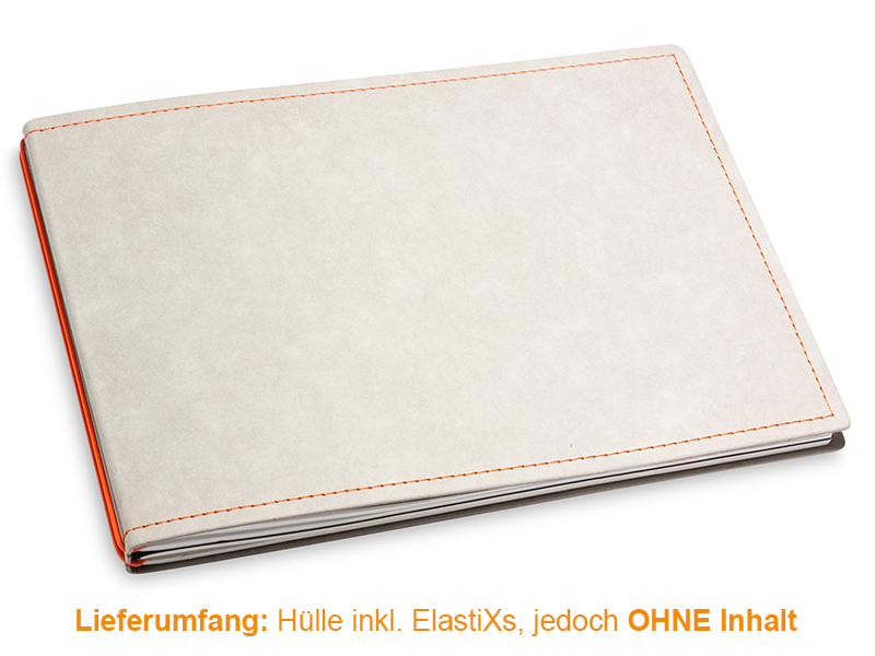 A5+ Quer Hülle 2er Texon stone/orange inkl. ElastiXs