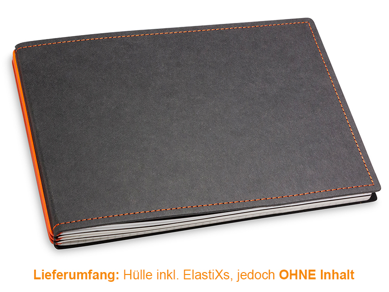 A5+ Quer Hülle 3er Texon schwarz/orange inkl. ElastiXs
