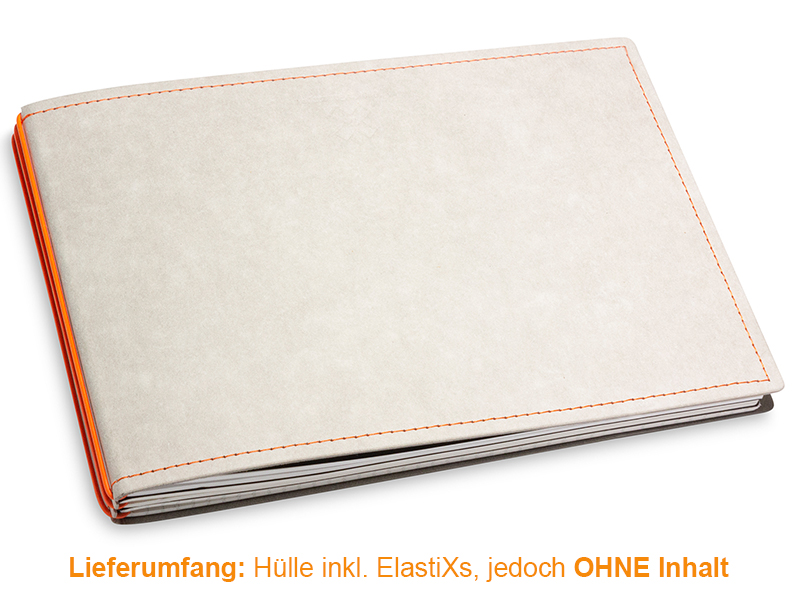 A5+ Quer Hülle 3er Texon stone/orange inkl. ElastiXs