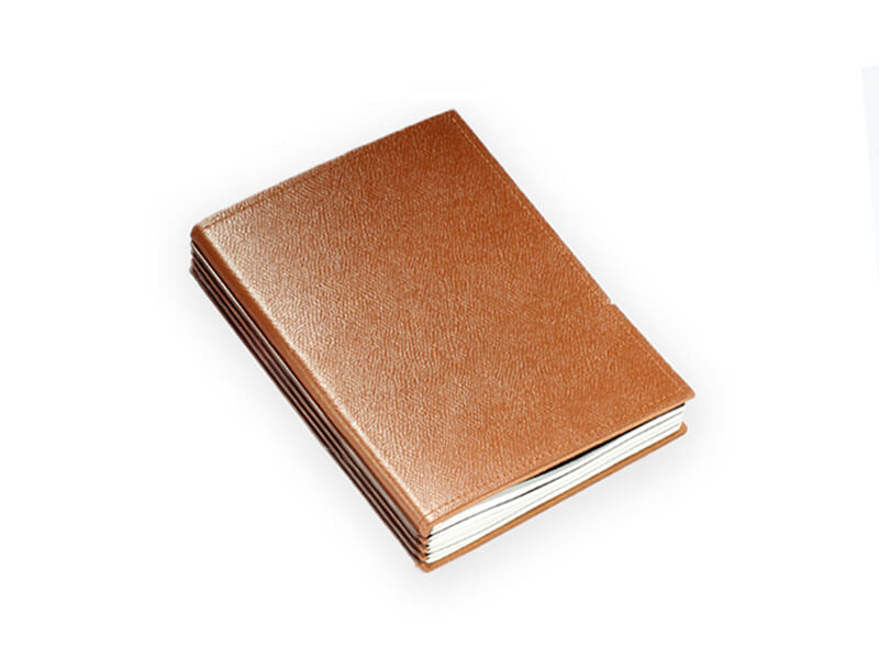 A5 4er cuir calypso cognac, ElastiXs brun, avec 4 carnets de notes, mix
