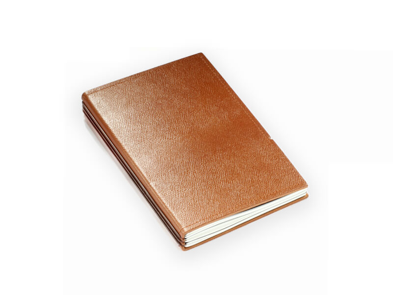 A5 3er cuir calypso cognac, ElastiXs brun, avec 3 carnets de notes, mix