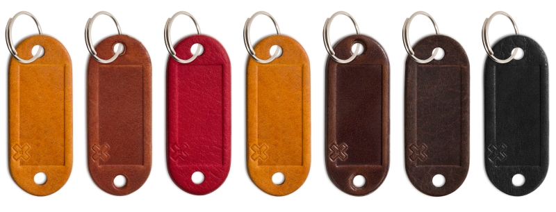 Key Tags Leather "Mix", pack of 7