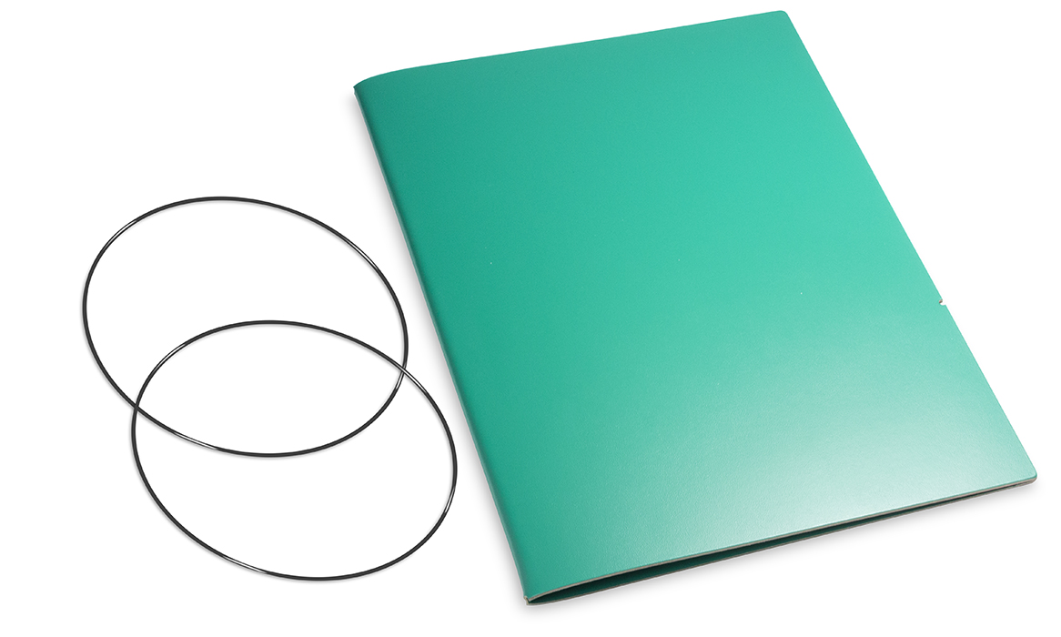 A4+ Couverture pour 1 carnet, Lefa vert turquoise, ElastiXs inclus (L230)