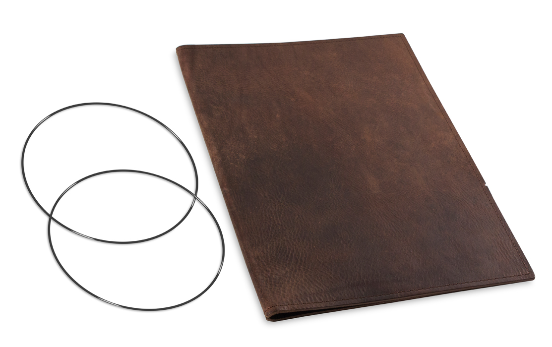 A4+ Cover for 1 inlay, leather nature chestnut incl. ElastiXs (L30)