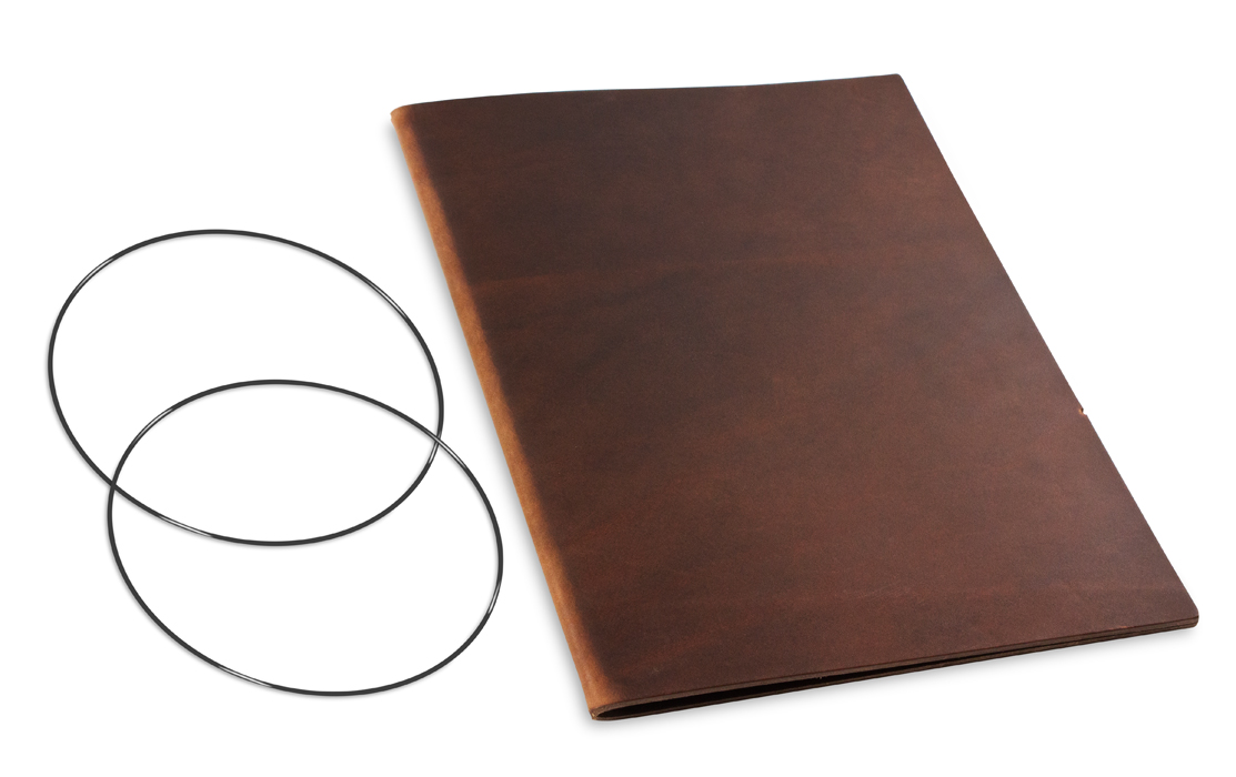A4+ Couverture pour 1 carnet, cuir nature brun foncé, ElastiXs inclus (L60)
