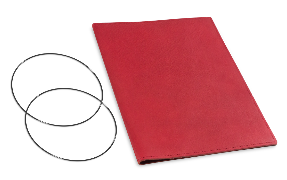 A4+ Couverture pour 1 carnet, cuir nature rouge, ElastiXs inclus (L20)
