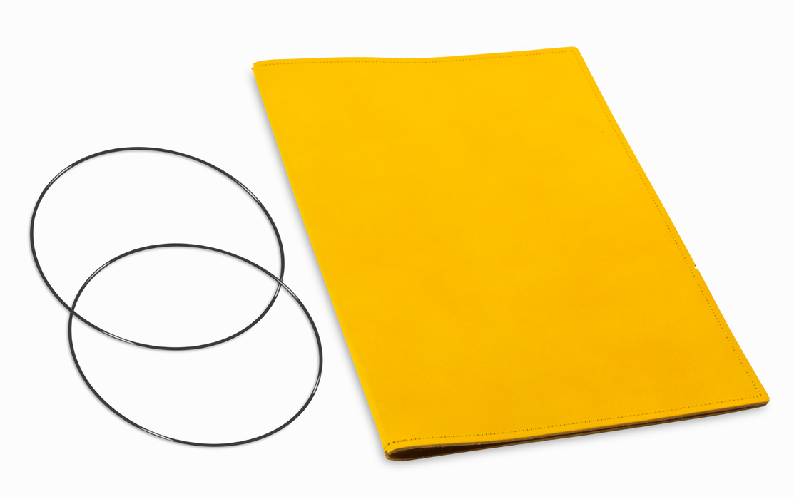 A4+ Couverture pour 1 carnet, cuir lisse jaune, ElastiXs inclus (L70)