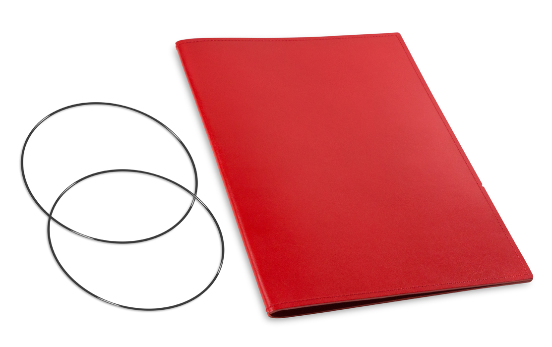 A4+ Couverture pour 1 carnet, cuir lisse rouge, ElastiXs inclus (L90)