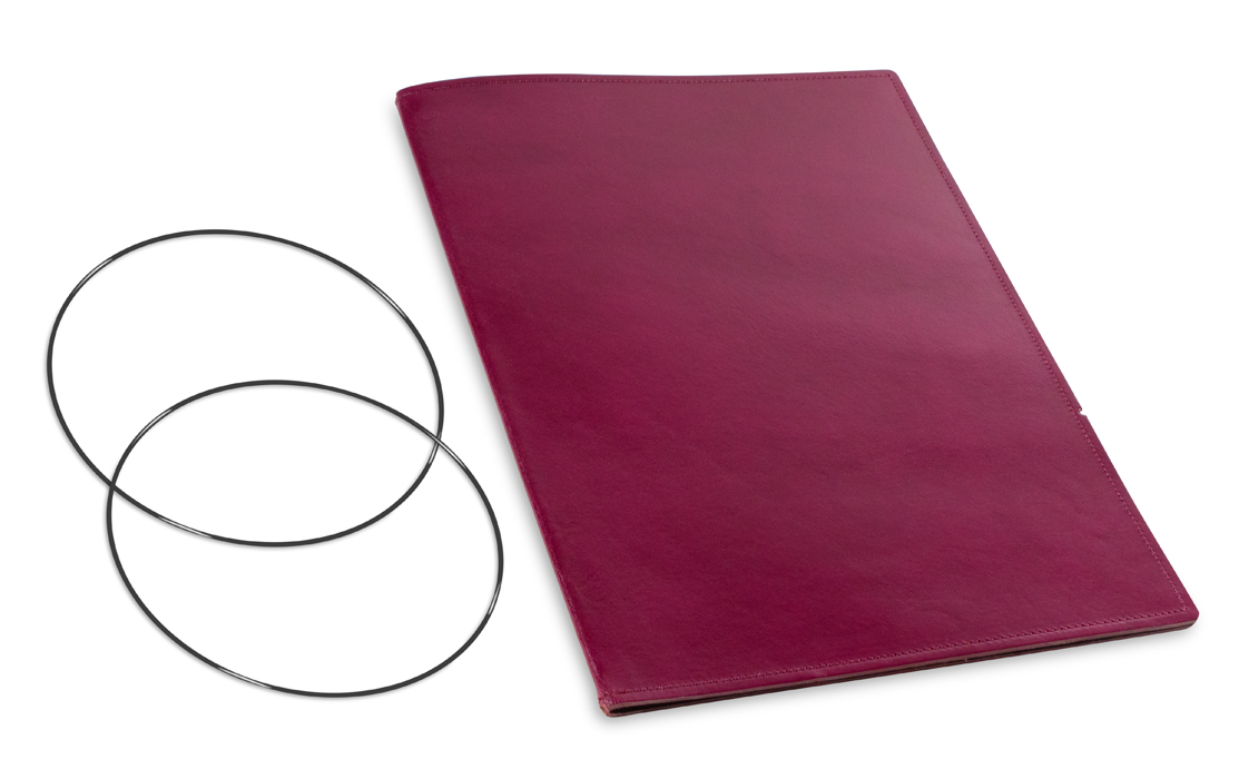 A4+ Couverture pour 1 carnet, cuir lisse violet, ElastiXs inclus (L110)