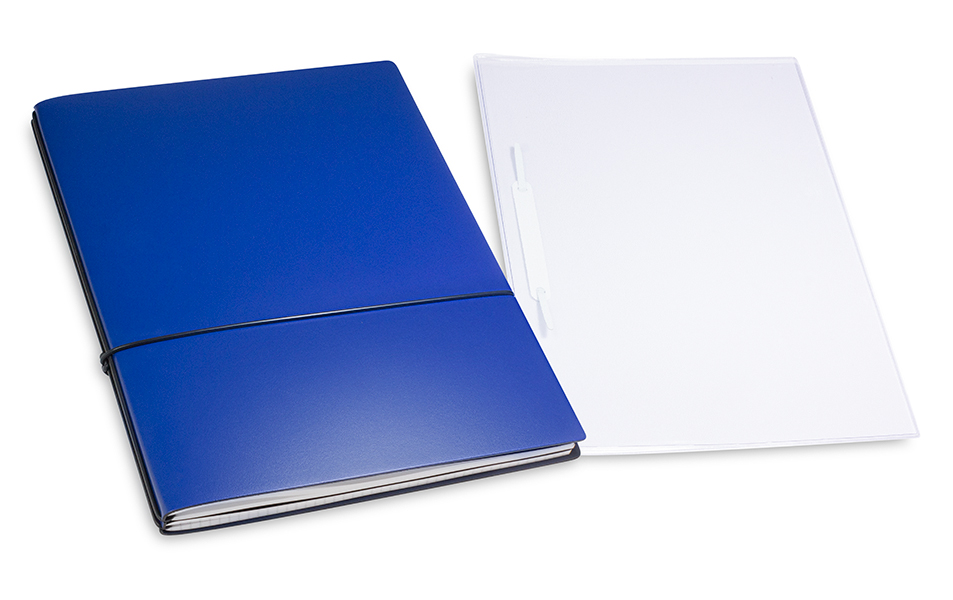 A4+ 2er cahier de projet Lefa bleu avec deux carnets de notes, une double pochette et un relieur à lamelles (L160)