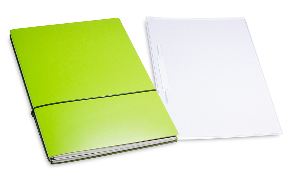 A4+ 2er cahier de projet Lefa vert avec deux carnets de notes, une double pochette et un relieur à lamelles (L230)