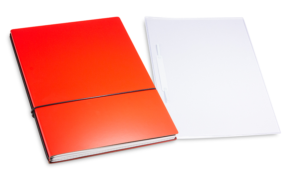 A4+ 2er cahier de projet Lefa rouge avec deux carnets de notes, une double pochette et un relieur à lamelles (L160)