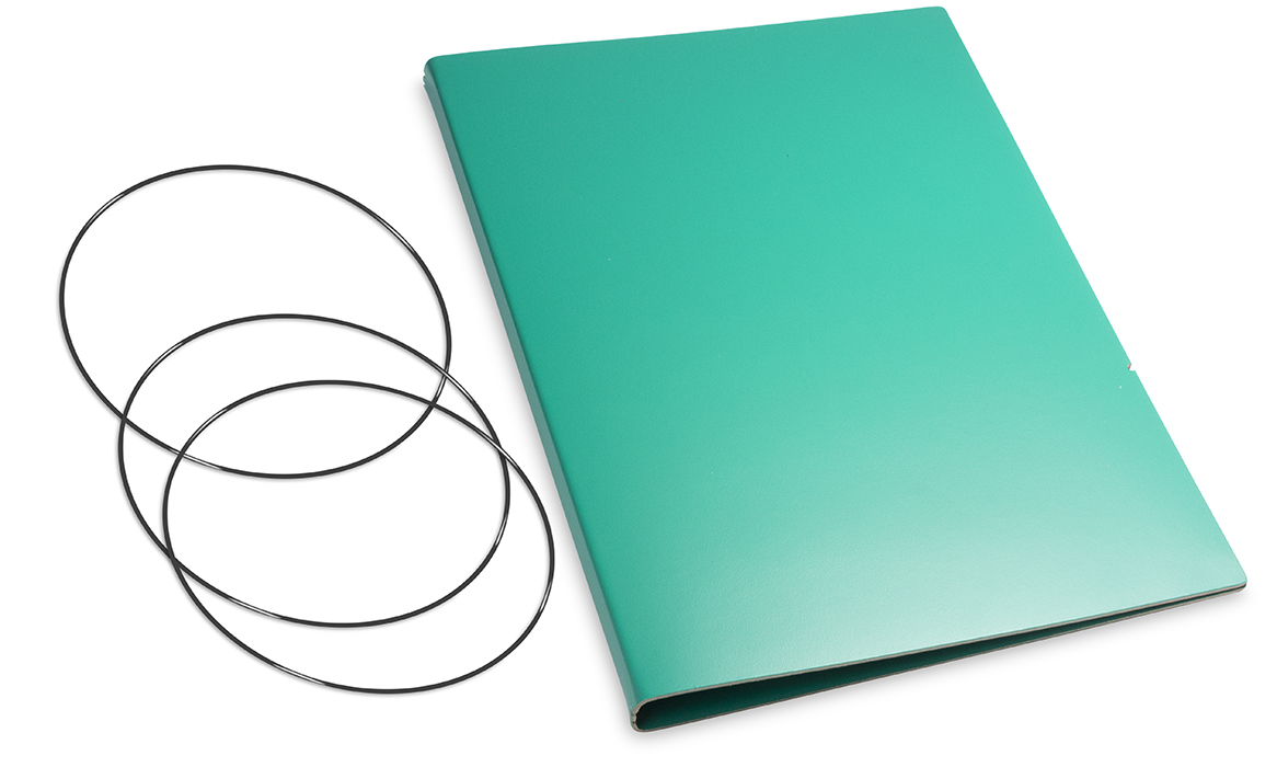 A4+ Couverture pour 2 carnets, Lefa vert turquoise, ElastiXs inclus (L230)