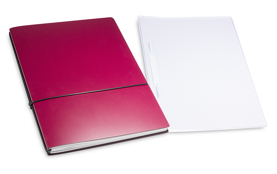 A4+ 2er cahier de projet Lefa violet avec deux carnets de notes, une double pochette et un relieur à lamelles (L270)