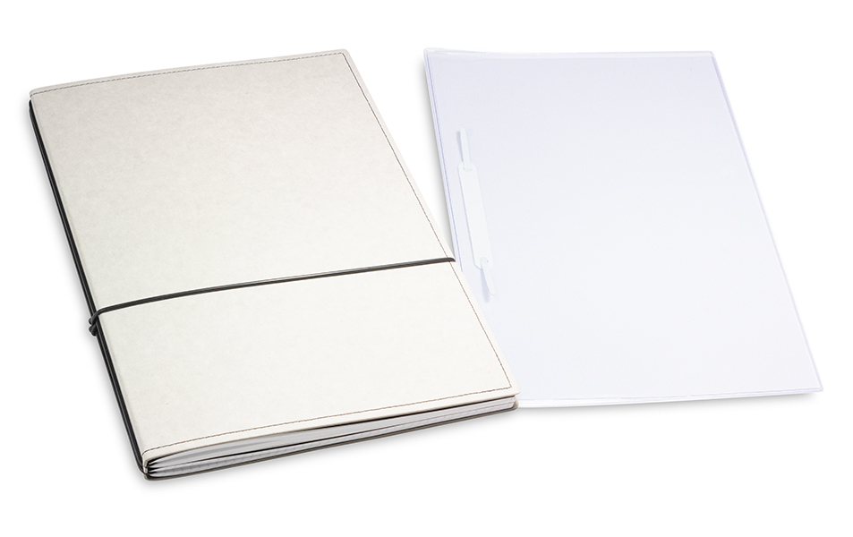 A4+ 2er cahier de projet Texon stone avec deux carnets de notes, une double pochette et un relieur à lamelles (L260)