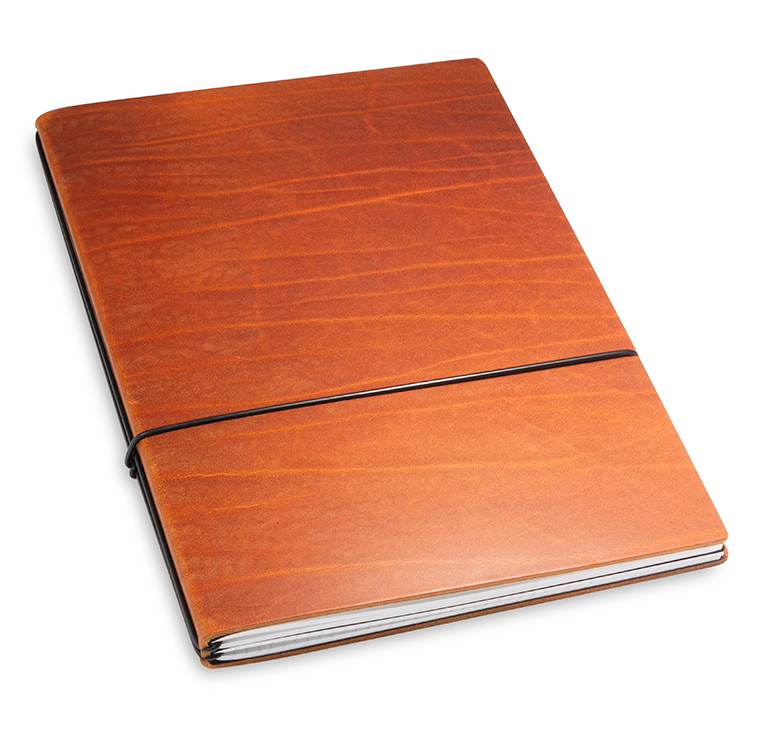 A4+ 2er Notebook nature leather, brandy (L50)