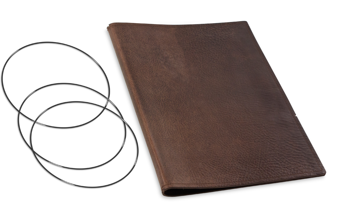 A4+ Cover for 2 inlays, leather nature chestnut incl. ElastiXs (L30)