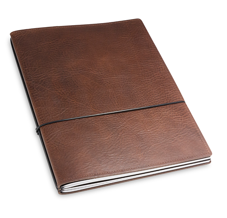A4+ 2er Notebook nature leather, chestnut (L30)